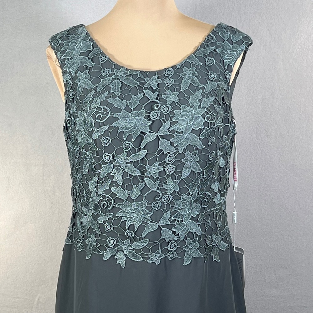 JJ's House Steel Grey Lace Bodice Tiered Chiffon High Low Mother Of the Bride 12